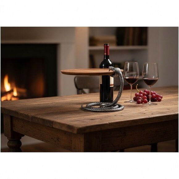 Coiled Serpent Serving Tray — Wood Platter & Sculptural Snake Base-Whimsical/New - Picture 6 of 16